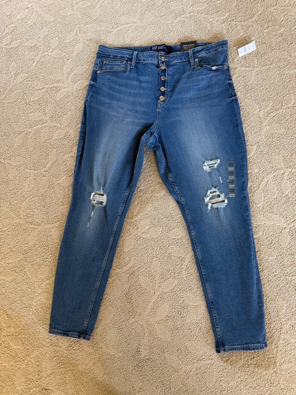 GAP Distressed Boyfriend Jeans in Dark Blue Wash